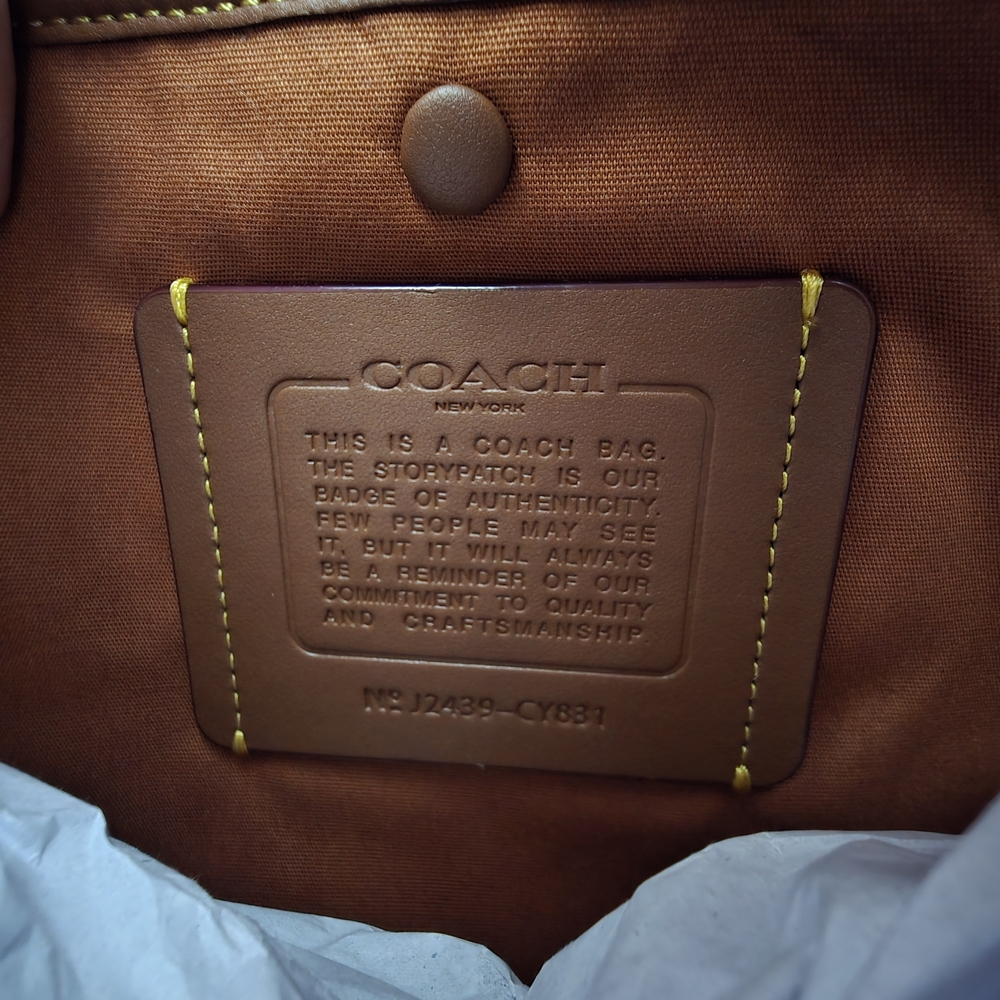 COACH Juliet 38 Signature Jacquard Shoulder Bag Cocoa Burnished Amber - Picture 5 of 5